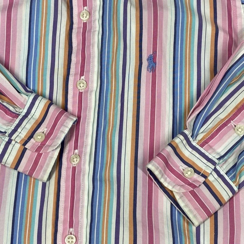 Ralph Lauren Youth Boys‎ Size 4 Long Sleeve Multicolor Button Down Oxford Shirt